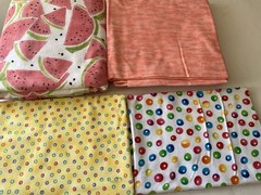 Flannel Quilting Sewing Fabric Lot Pink Green Peach Yellow White Watermelons
