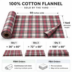 Fabricla Red Black Check Flannel Fabric By The Yard 100 Cotton Soft Brushed