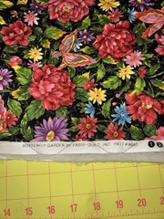 Pre-quilted Floral Cotton Fabric, Butterfly Garden By Fabri-quilt, 1 Yd 18” x 43