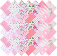 42 Pcs Pink Charm Packs for Quilting, 5X5 Inch Precut Cotton Quilting Fabric Squ