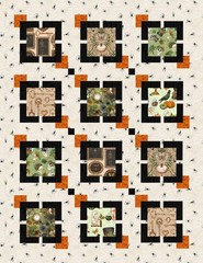Lumin/White Owl – Dark Academia – Skulls And Hats – Sage, Fabric BTY