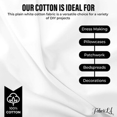 FabricLA 100% Cotton Lawn Fabric | 60” inches Wide | Thin Lightweight