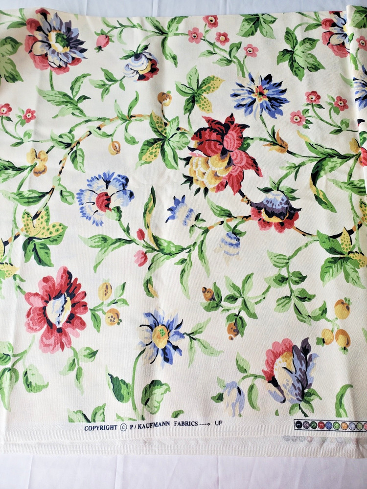 P KAUFMANN MULTICOLOR JACOBEAN BOLD FLORAL CHINTZ FABRIC By the Yard 46” W