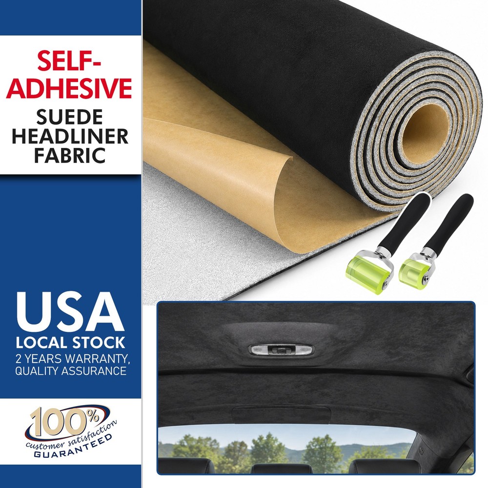 Self-Adhesive Suede Headliner Fabric 3mm 11.8″x59″ SUV Van Interior DIY+Tools