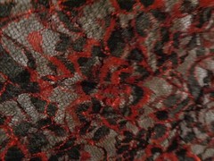 2 Pcs Black Red Lace Fabric 2 Yd with width 15 Inch & 1 1/2 Yd with 7 In width