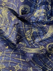 2001 Celestial Planets Fabric Traditions Sun moon stars Blue Cotton 2 Yards