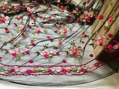 1 Yard 3D Flower Embroidery Lace Fabric Tulle Material DIY Wedding Bridal Dress