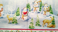 Fabric Red Rooster “O’ Snowy Night” 4 Pc Sampler Snowmen as Holy Family $8.95