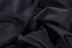 Vintage Cashco Cotton Velvet 1.2m Corduroy Solid Black 220g