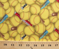 Cotton Sports Fastpitch Softball Bats Packed Yellow Cotton Fabric Print D665.13