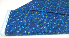 Timeless Treasures quilt-craft fabric PEACOCK PLUMES royal 2 yds (cd-3965)