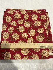 3 Yards X 44” Material Fabric Cotton Marcus Bros Faye Burgos Red w/ Floral Theme