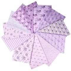 12pcs Purple Printed Polyester Quilting Fabric Bundles 18″x22″ for DIY Crafts
