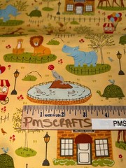 MODA Animal Park Fun 100% cotton fabric yard 36×44 Animals on Gold tone 20960 19