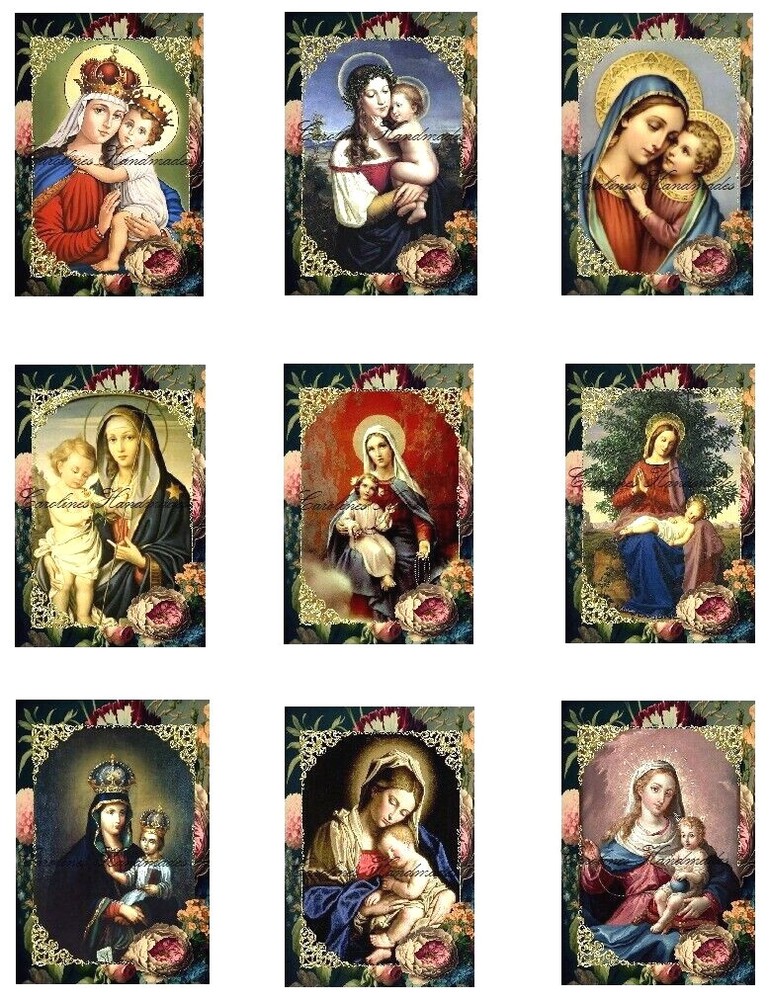 Madonna & Child C Designer MULTI-SIZE SET Cotton Fabric Quilt Blocks