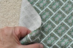 32″ Long x 35″ Wide, Vintage 1940’s-60’s, Green Blocks on Gray Flannel, N6185