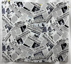 Lot of 2 FQs Cotton Quilt Fabric Sports Theme, Football & Newspaper Style Prints