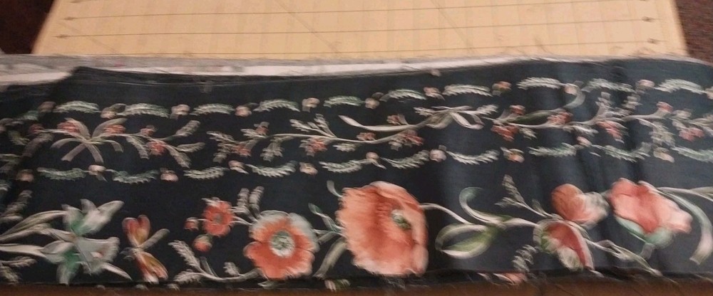 Multicolored Floral On Dark Blue Background Cotton Fabric 60″ X 7″(6)