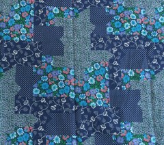 Wide’ N Cotton Fabric CALICO & FLOWER CHEATER QUILT Blue 343-M 58″W x 2⅓ Yards