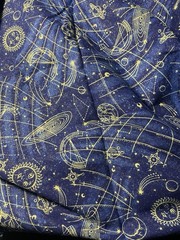 2001 Celestial Planets Fabric Traditions Sun moon stars Blue Cotton 2 Yards