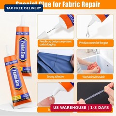 3Pcs Fabric Glue Permanent, 60 ML Washable Clear Clothing Glue, Super Fabric Glu