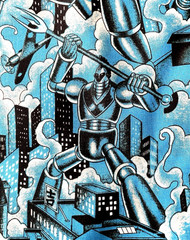 Alexander Henry “Tokyo Bots” Space Robots One Yard – LAST