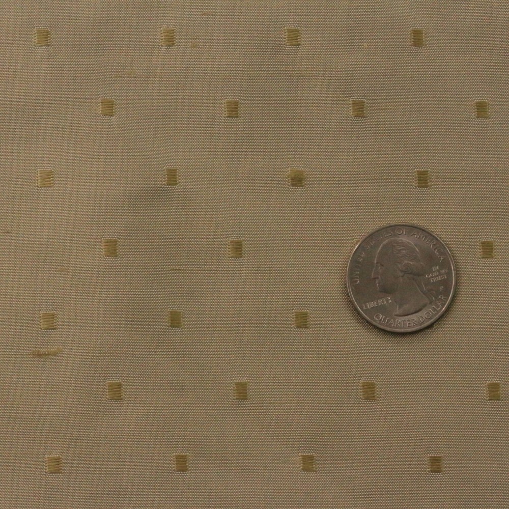 LUNI FOG GOLD BEIGE EMBROIDERED SQUARES 100% SILK MULTUSE FABRIC BY YARD 54″W
