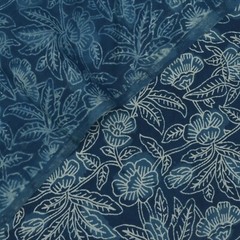 By The Yard Indian Hand Block Indigo Print Pure Cotton Running Craft Blue Fabric