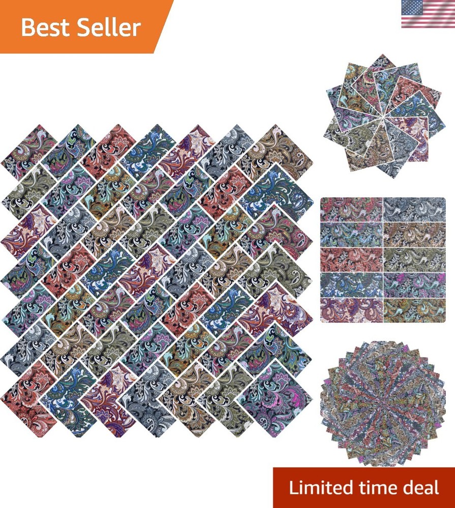 10″x 10″ 50 PCS 100% Cotton Floral Fabric Squares Bundles Quilting Supplies f…