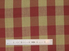 Red And Tea Dye Buffalo Check Cotton Homespun Fabric | Rustic Woven Fabric