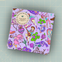 Country Cowgirl Western Girly Purple DBP 1 Yard Fabric Seamless Design 59×36