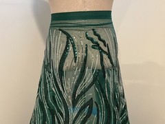 Green Silver Embroidered SEQUINS Lace fabric 50” Width Sold By The Yard