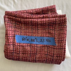 Vintage Dark Pink Tan Blue Polyester Geometric Pattern Fabric 2.5 Yards 60”x108”