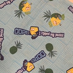Sponge Bob “Oops, I ripped My Pants!” Blue With Pineapple🍍 Vintage Fabric 17×55