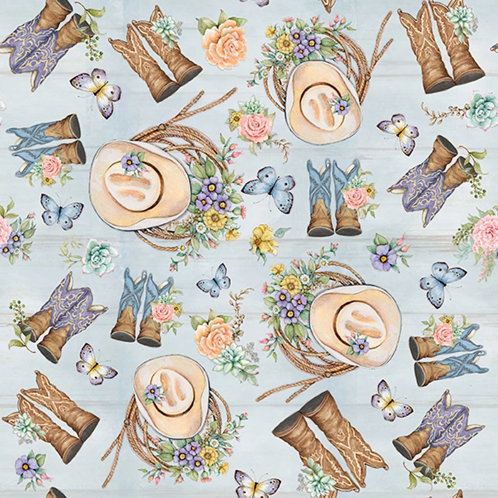 HIGHLAND RANCH COWS ~ By Susan Winget ~ Cowgirl Hats Boots Flowers Butterflies