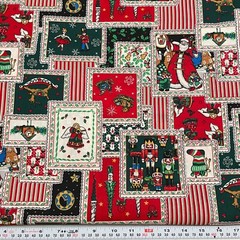 Vintage Storybook Christmas Fabric Country Patchwork Cotton by the HALF YARD