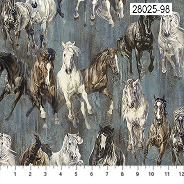 Pedigreen Horse Cotton Quilt fabric by Northcott 28025-98 Horses