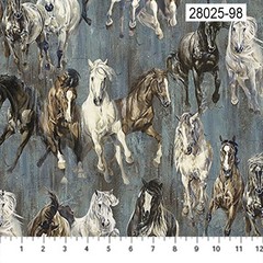 Pedigreen Horse Cotton Quilt fabric by Northcott 28025-98 Horses