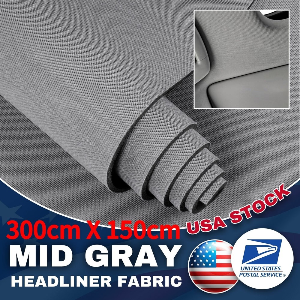 3MM 118″x60″ Flat Knit Headliner Fabric with Foam Backing for Car Roof Lining