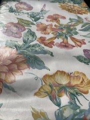 Vtg Robert Allen Floral sateen cotton McMillen 1989 7 yds 55″ peach green dupont