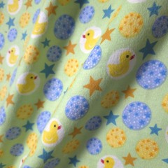 Yellow Rubber Ducks and Stars Green Flannel Fabric 45″ By The Yard
