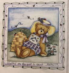 Vintage Dianna Marcum~Beatitude Bears Fabric~Religious~18 Quilt Blocks~6 1/2″ sq