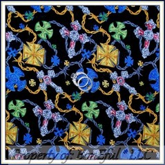 BonEful Fabric FQ Cotton Black Quilt Christian Gothic Gold Silver Easter Cross L