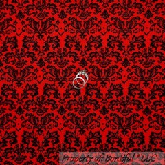 BonEful Fabric FQ Cotton Quilt VTG Red Black Flower Damask Heart Xmas Calico Dot