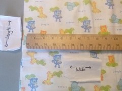 Jungle and Safari animals on White FLANNEL Fabric (44″ Wide x 60 ” long)