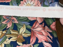 3 Yds X 56″ Richloom Floral Lily Daffodil Cotton Fabric (c) 1994 7 Ounces a Yard