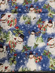 Lot of 3 Yards Winter Skies Snowman Cotton Fabric