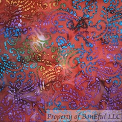 BonEFul FQ Cotton Quilt Orange Tone Batik Marble Crinkle Texture Blender Pumpkin