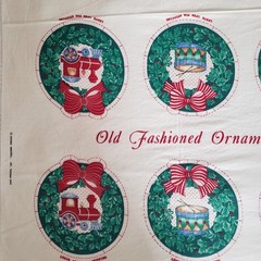 Vintage Manes 12 Days of Christmas Ornament Cut & Sew Panel Cotton 1 Yd Uncut