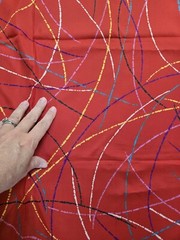Red 80s Synthetic Blousing Fabric 2 Yards X 60 Inches LOOMSKILL brand